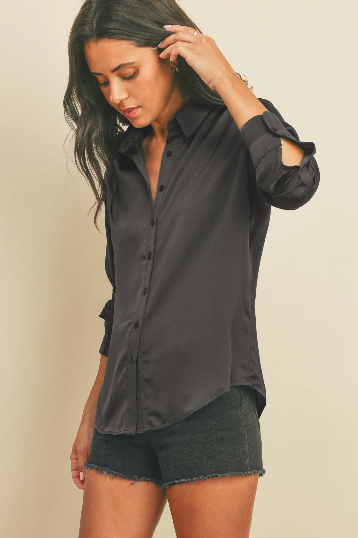 Dull Satin Slim Shirt