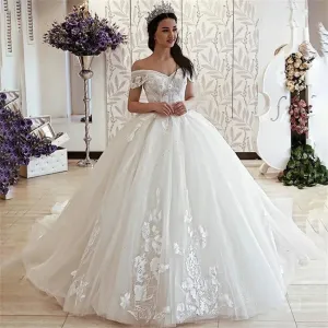 Elegant Ball Gown Bride Wedding Dress robe de mariee Lace Up With Appliqued