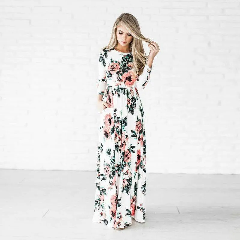 Fashion Printed Party Gown Ladies Dresses