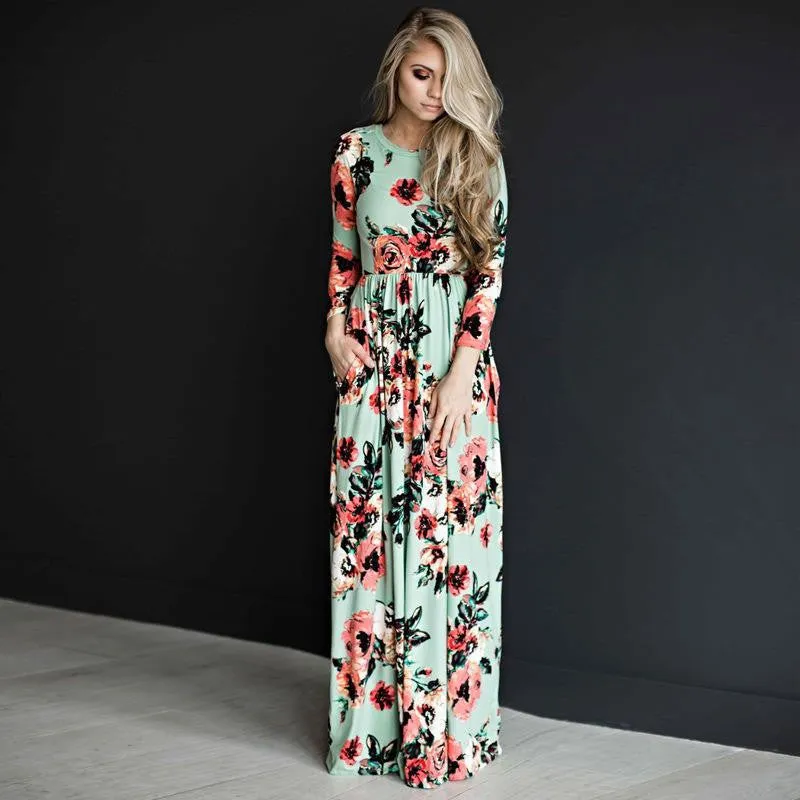 Fashion Printed Party Gown Ladies Dresses