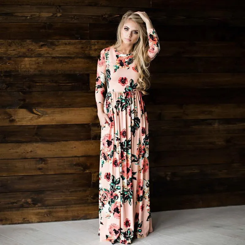 Fashion Printed Party Gown Ladies Dresses