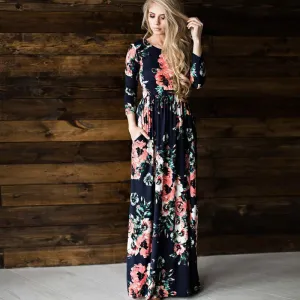 Fashion Printed Party Gown Ladies Dresses