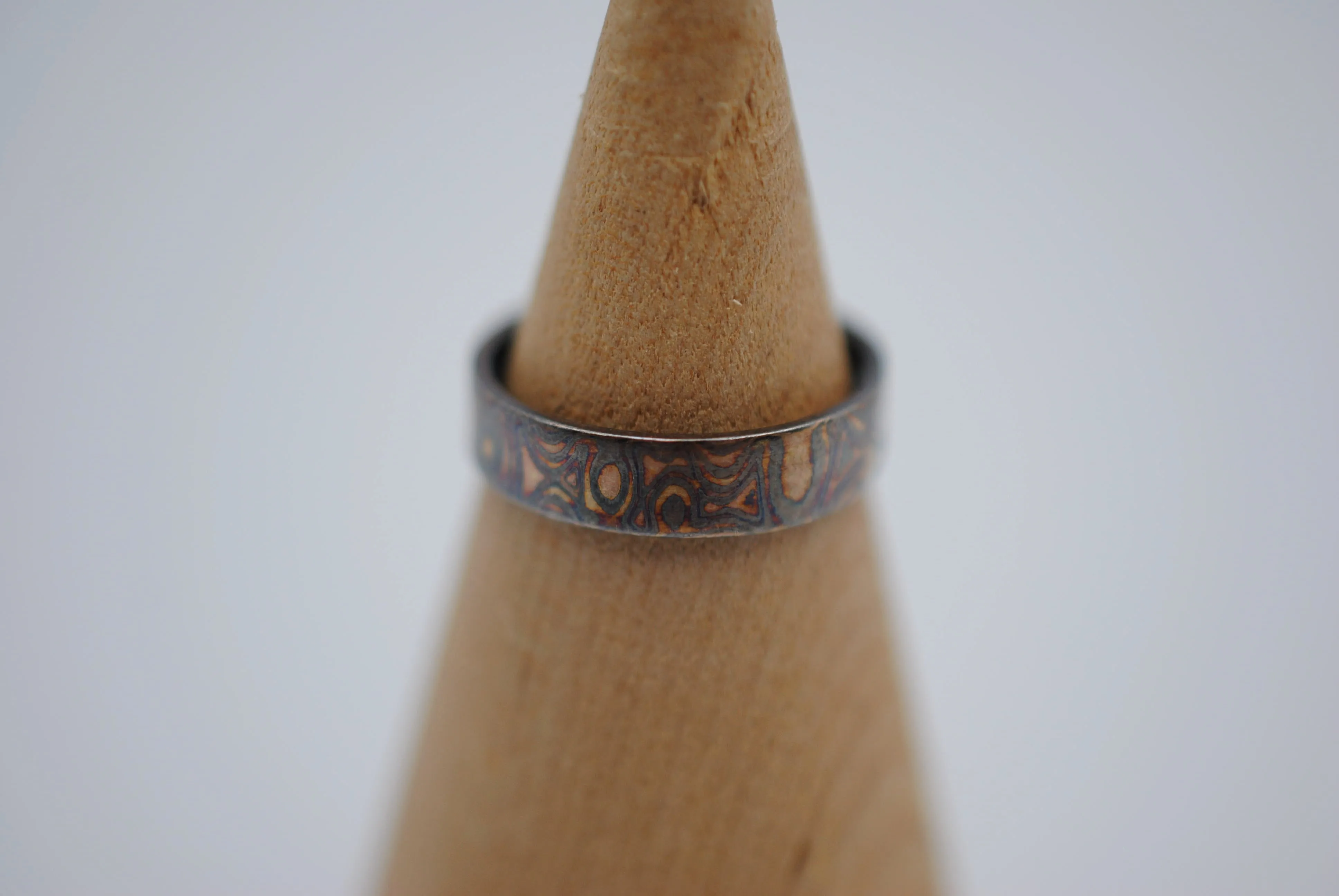 Four Tone Gold Patina Mokume Gane Womens Band