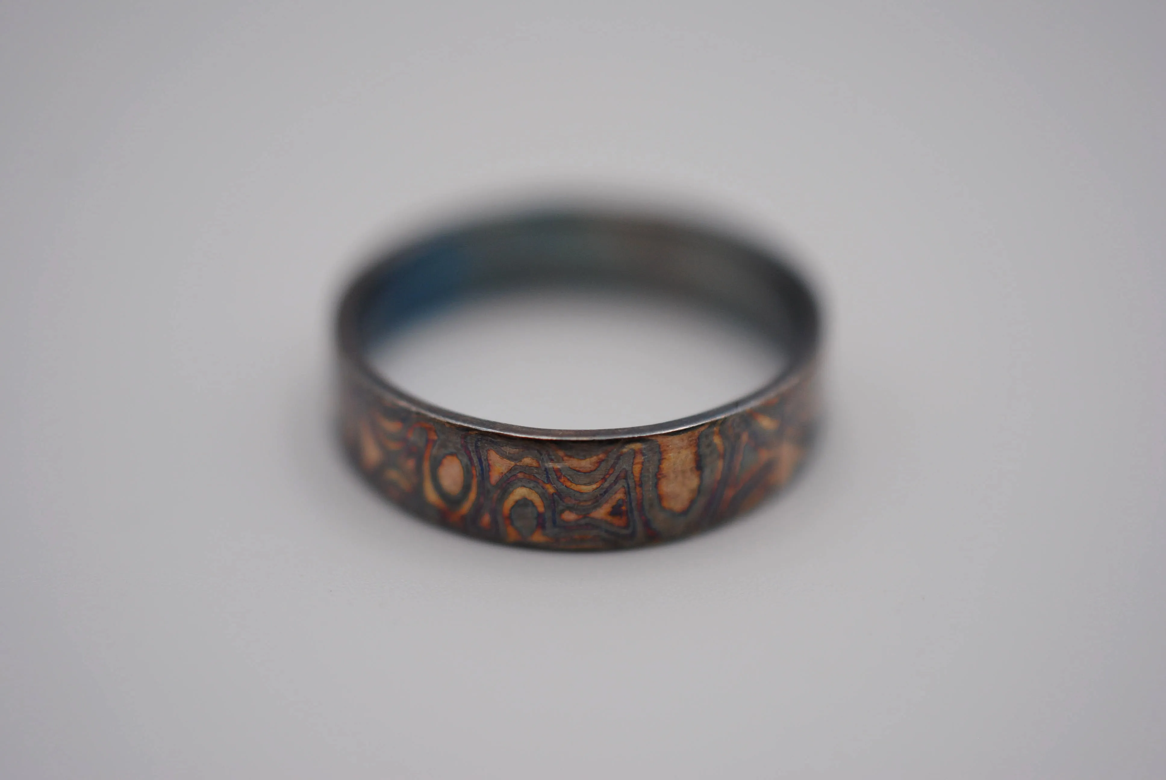 Four Tone Gold Patina Mokume Gane Womens Band