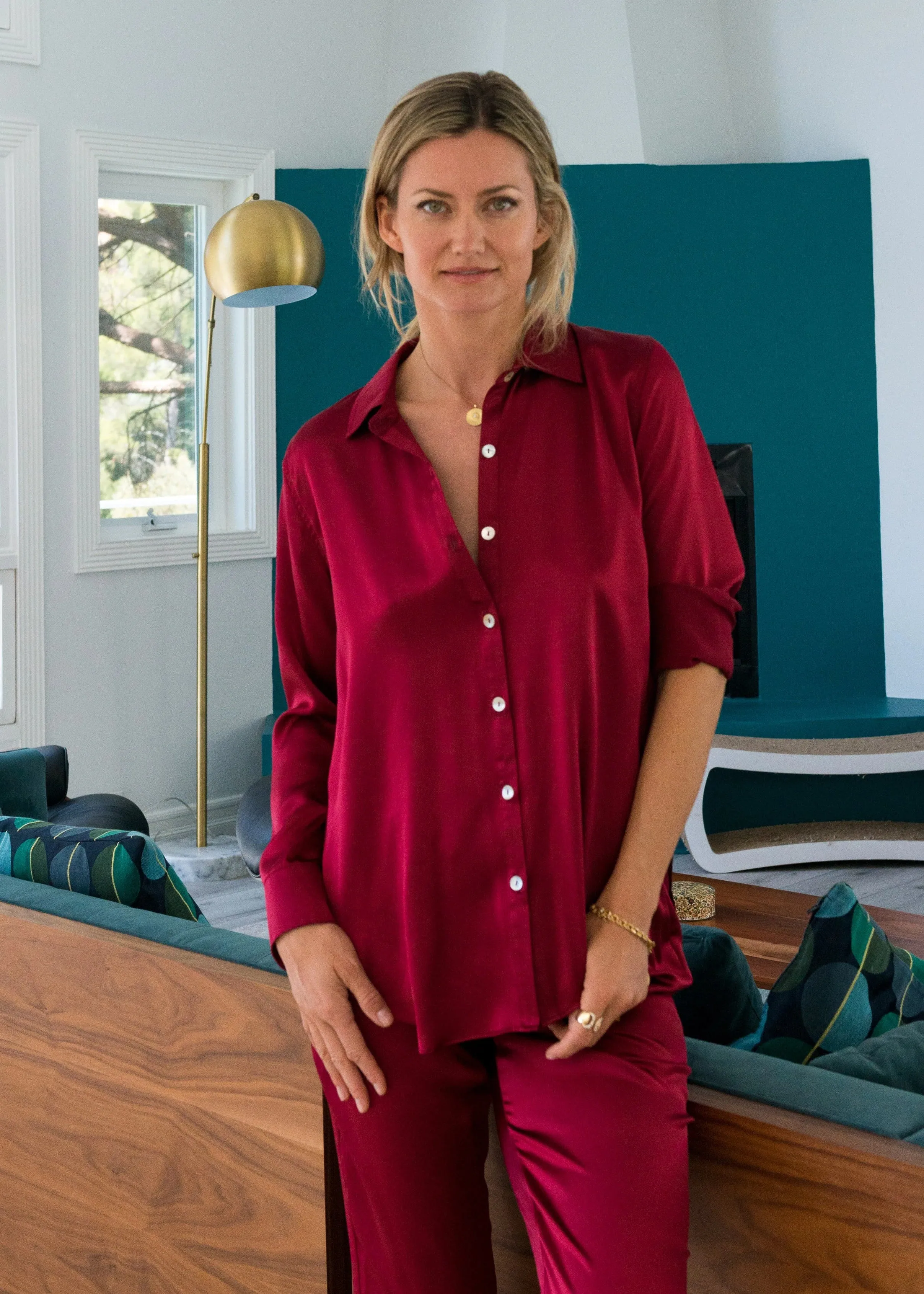 Frankie Shirt in Wine Silk