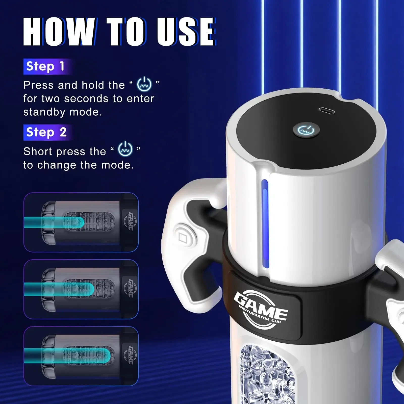 Gamepad Design Automatic Male Masturbator 3D Soft Textured Sleeve & 360° Wrapping with 9 Thrusting & Vibrating Modes Blowjob Toy