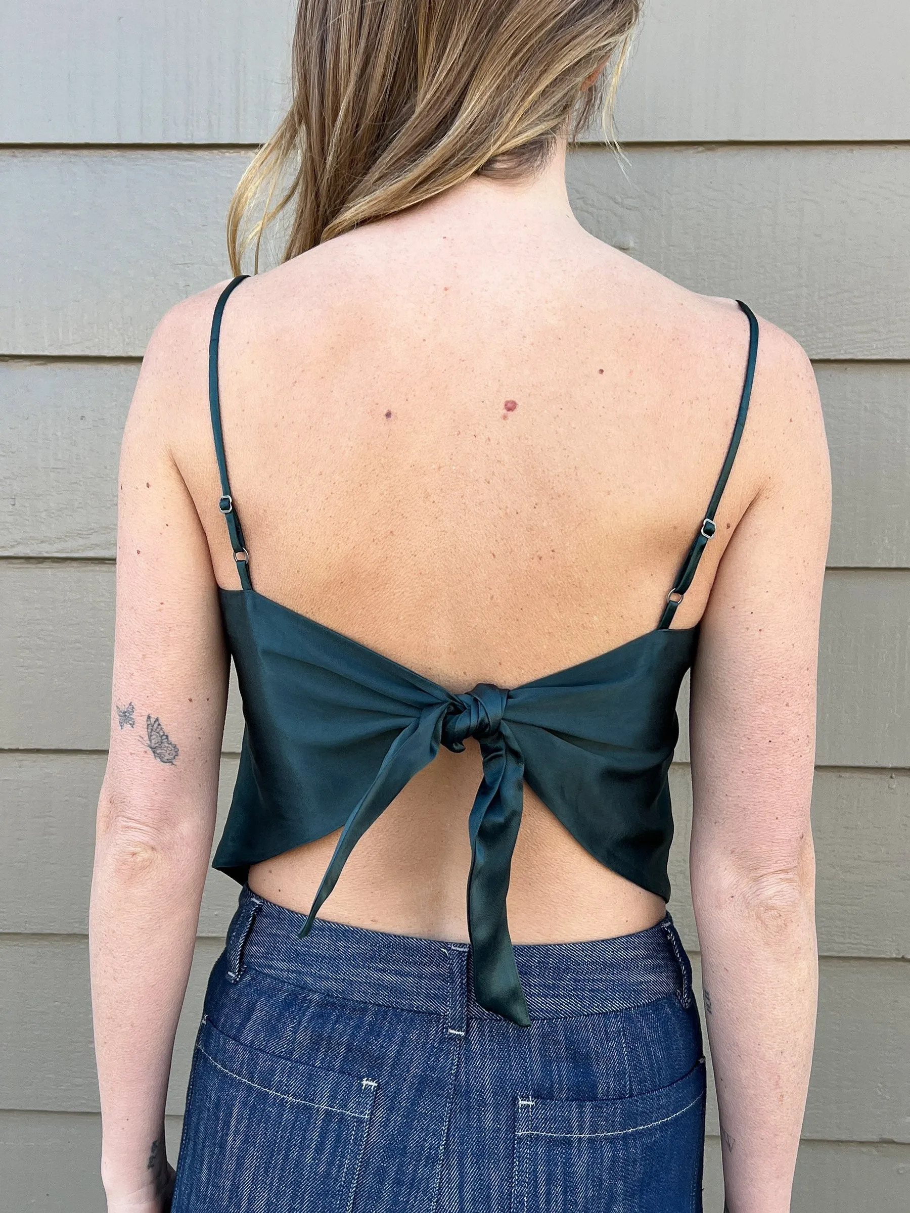 Georgia Top in Vintage Satin - Emerald