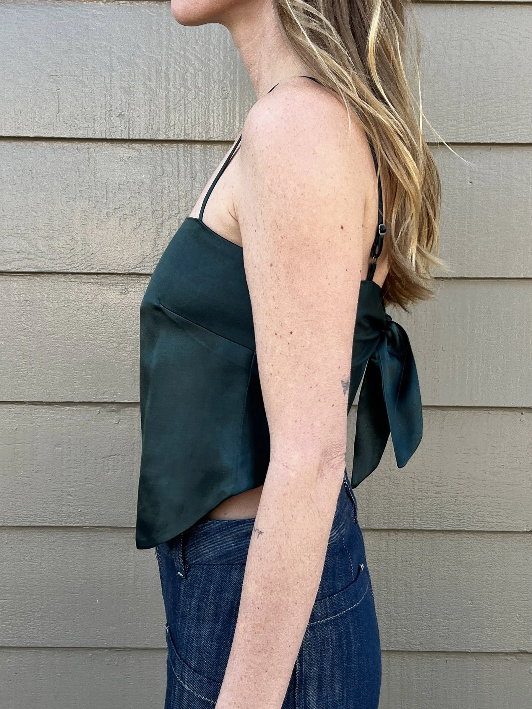 Georgia Top in Vintage Satin - Emerald
