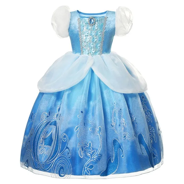 Girl Elsa Anna Dress Costumes Kid Party Dresses Baby Girl Clothes Unicorn Tianan Belle Arabian Girls
