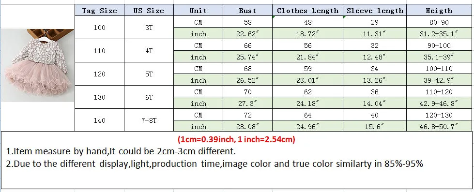 Girl's Long Sleeve Lace Princess Tutu Dress - Pink, Grey