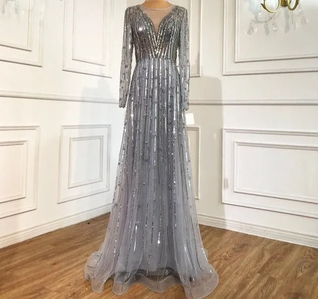 Gold A-Line Luxury Sexy Evening Gowns For Women