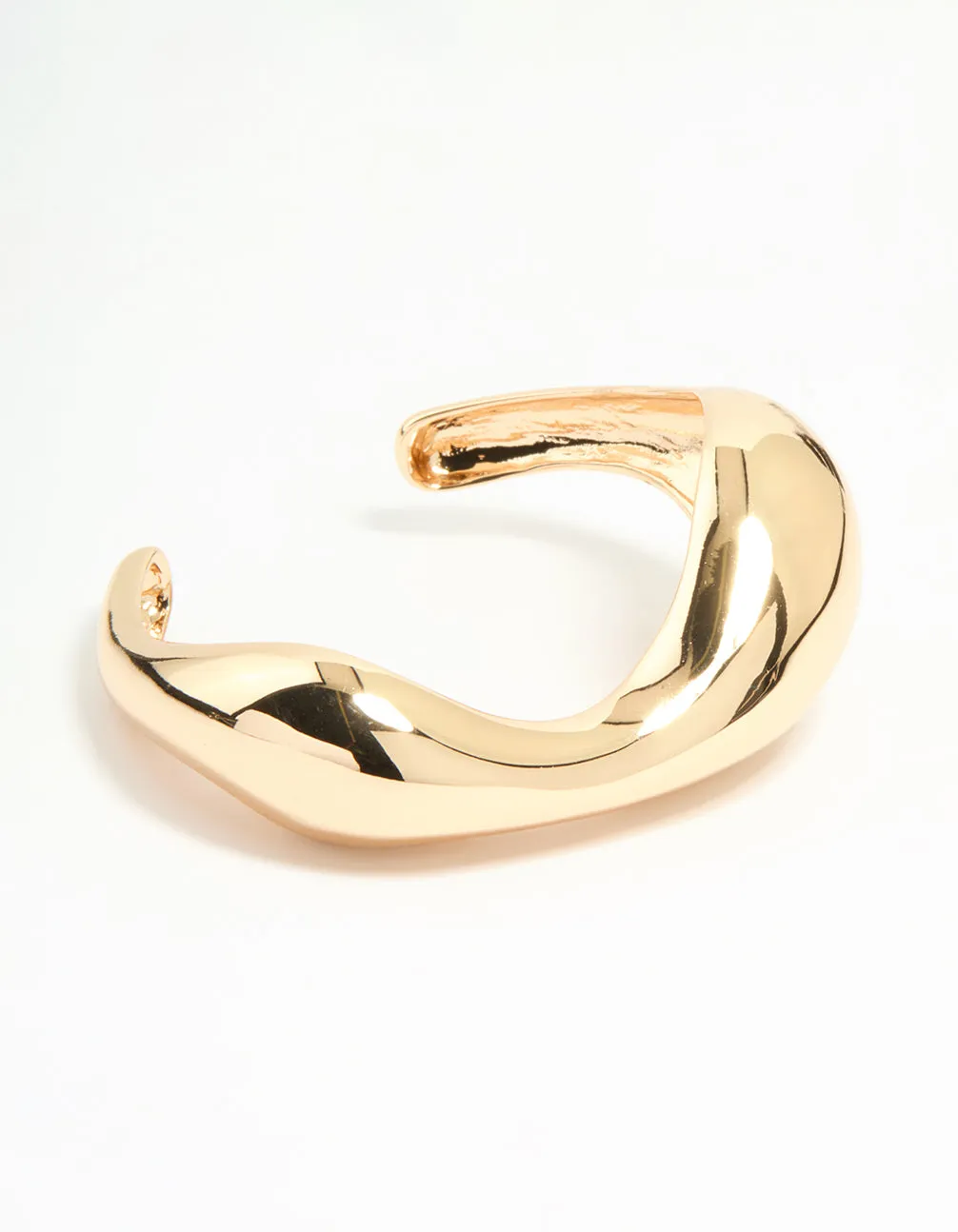 Gold Wavy Solid Wrist Cuff