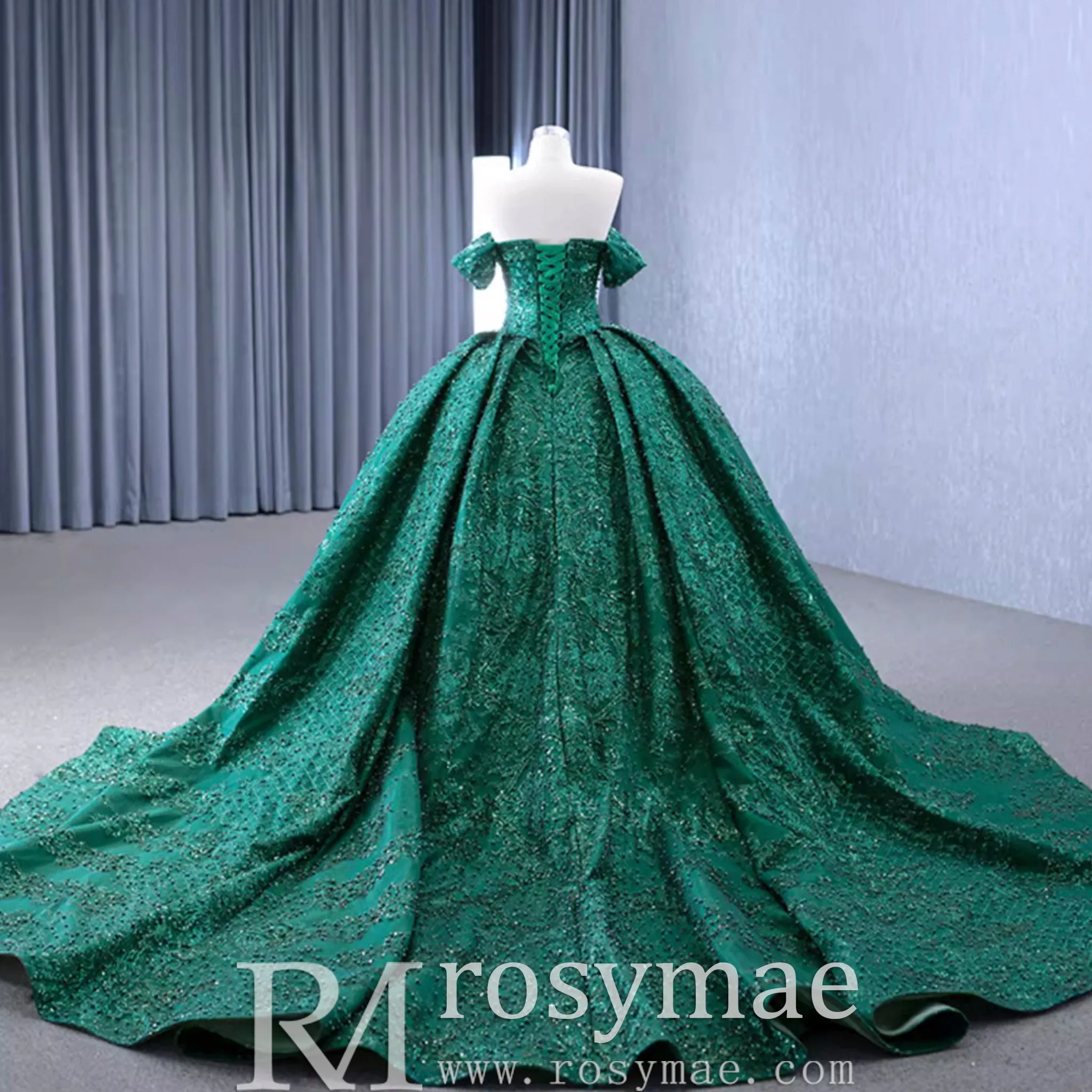 Gorgeous Beading Sequins Prom Gown with Off The Shoulder Quinceanera Dress