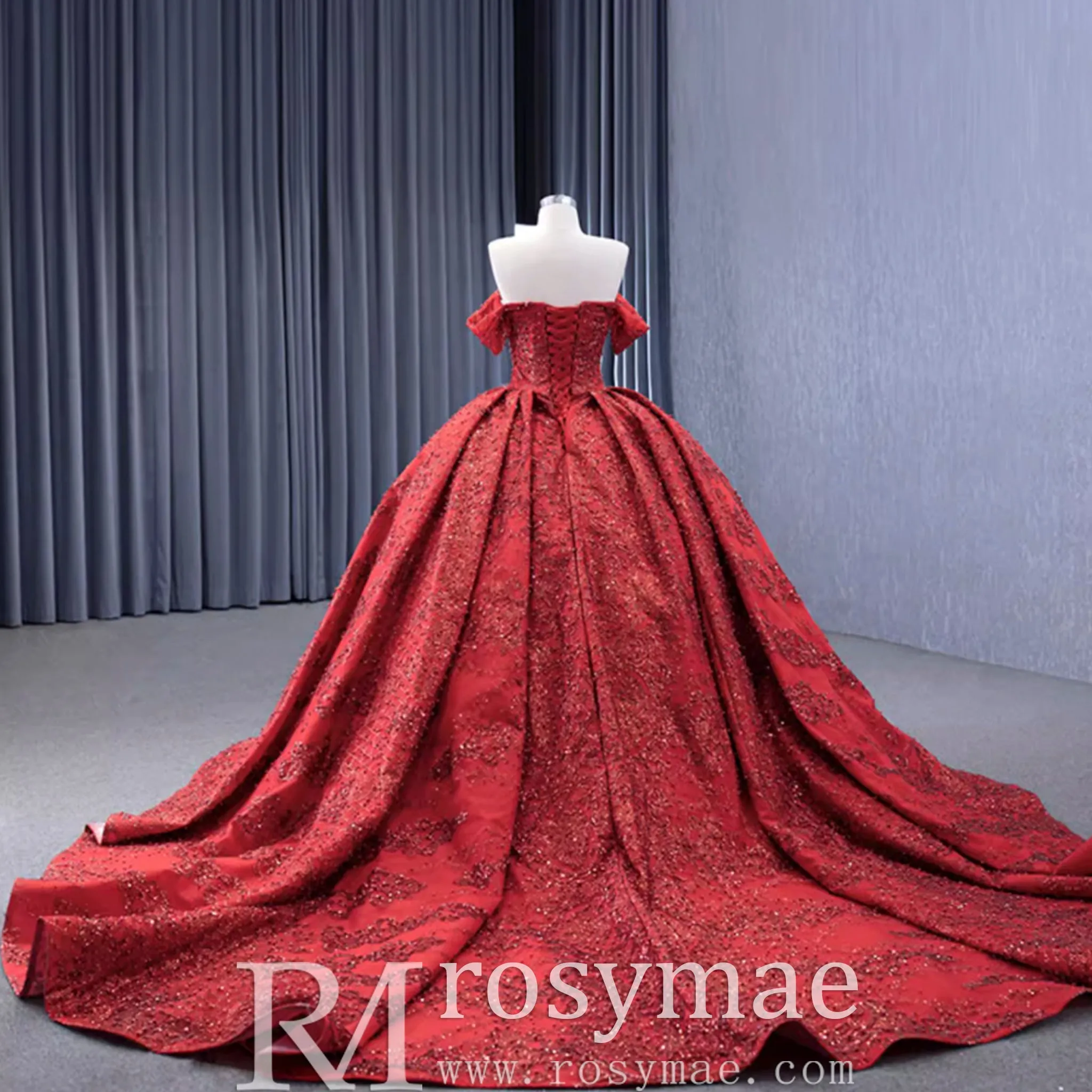 Gorgeous Beading Sequins Prom Gown with Off The Shoulder Quinceanera Dress