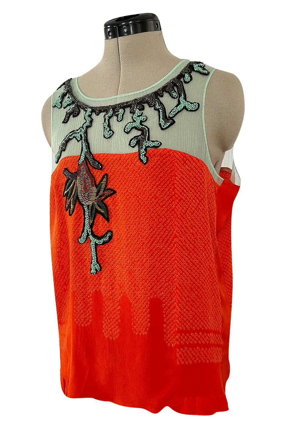 Gorgeous Little Upcycled Vintage Silk Kimono Fabric Top w Hand Applied 1920s Detailing