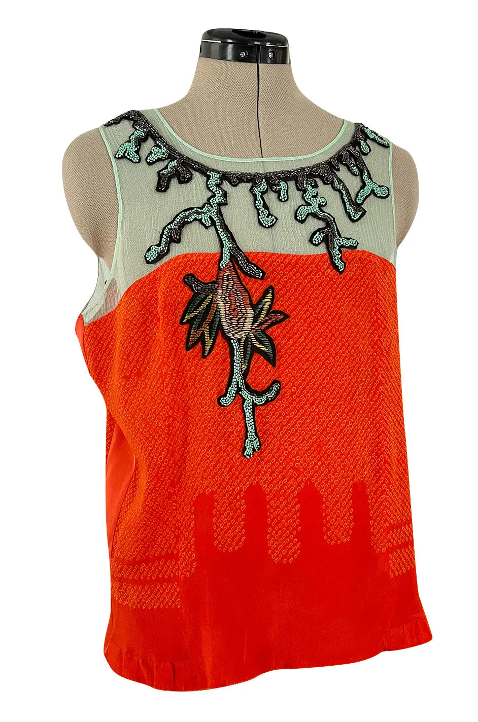 Gorgeous Little Upcycled Vintage Silk Kimono Fabric Top w Hand Applied 1920s Detailing