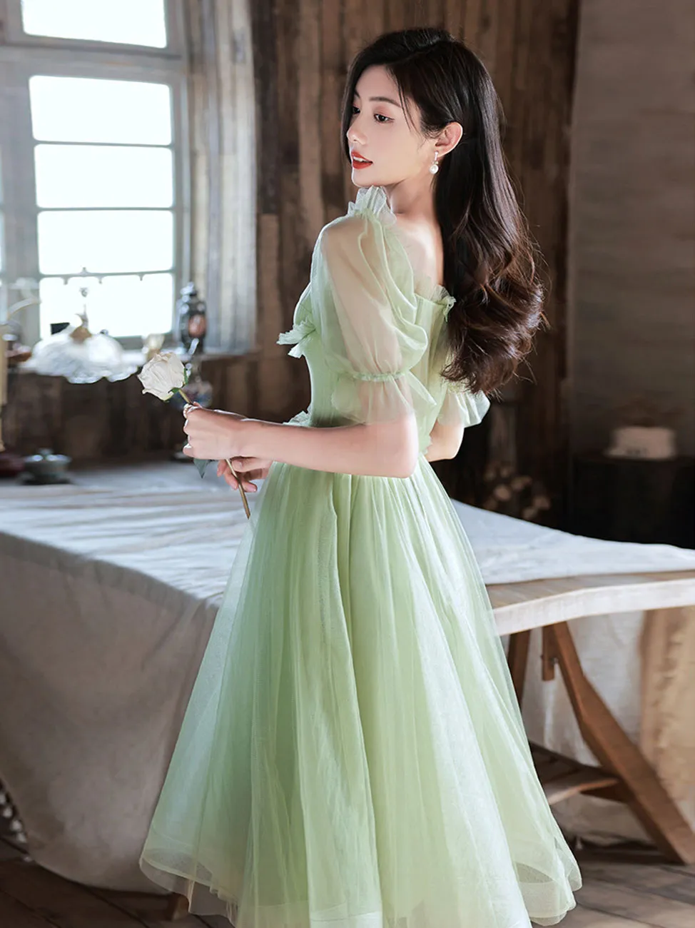 Green Tulle Short Prom Dress, Green Homecoming Dresses