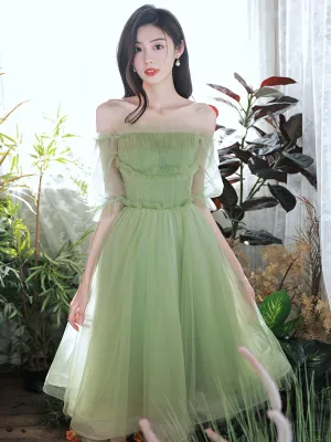 Green Tulle Short Prom Dress, Green Homecoming Dresses