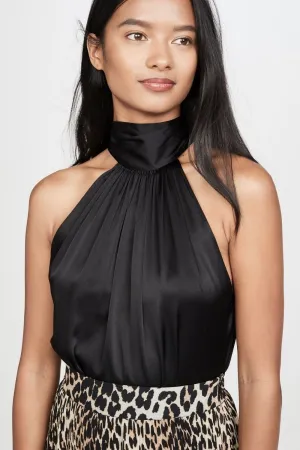 Halter Neck Black Satin Top