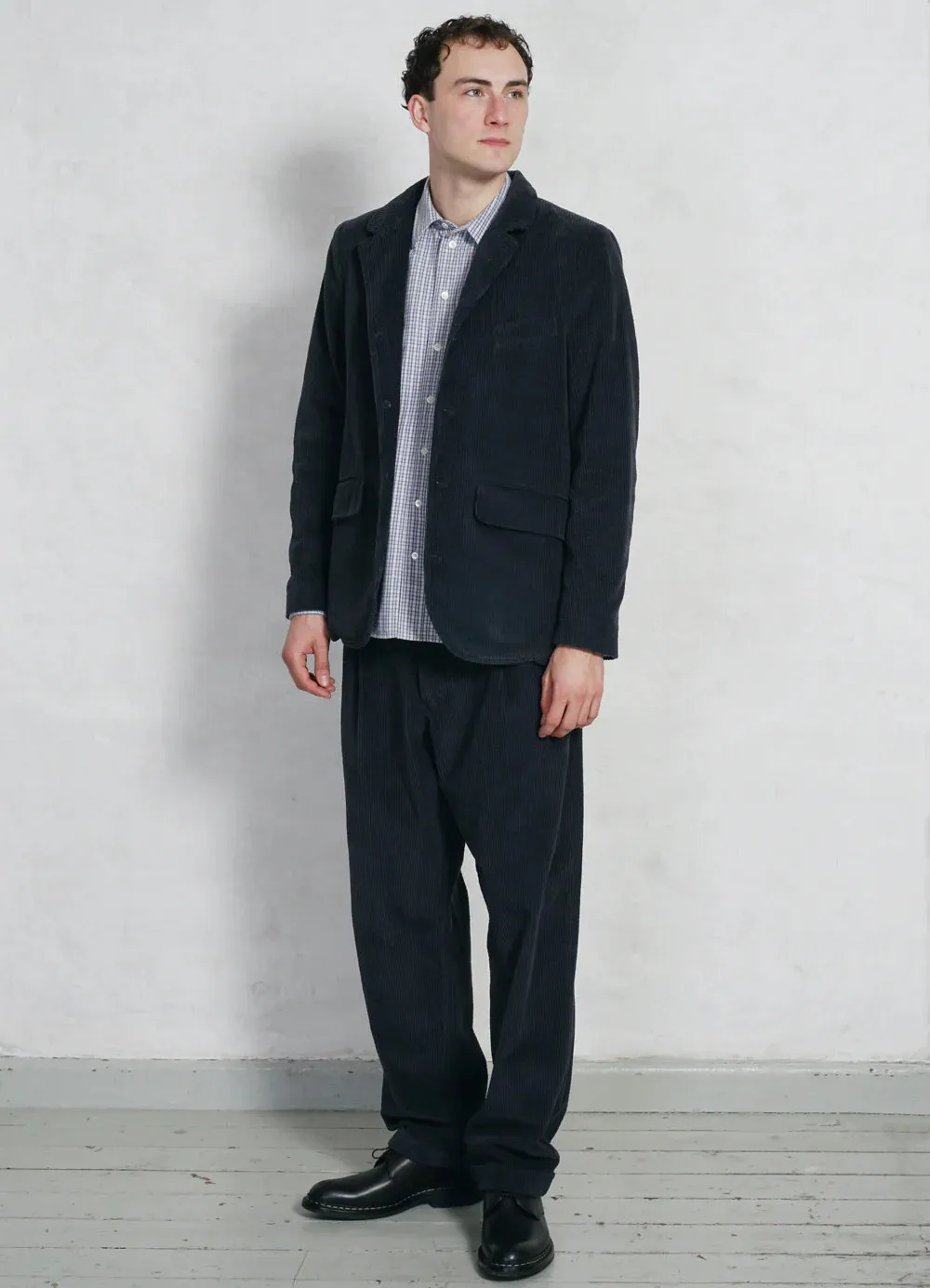 HG Sune Pleated Wide Cut Trousers Dusty Navy