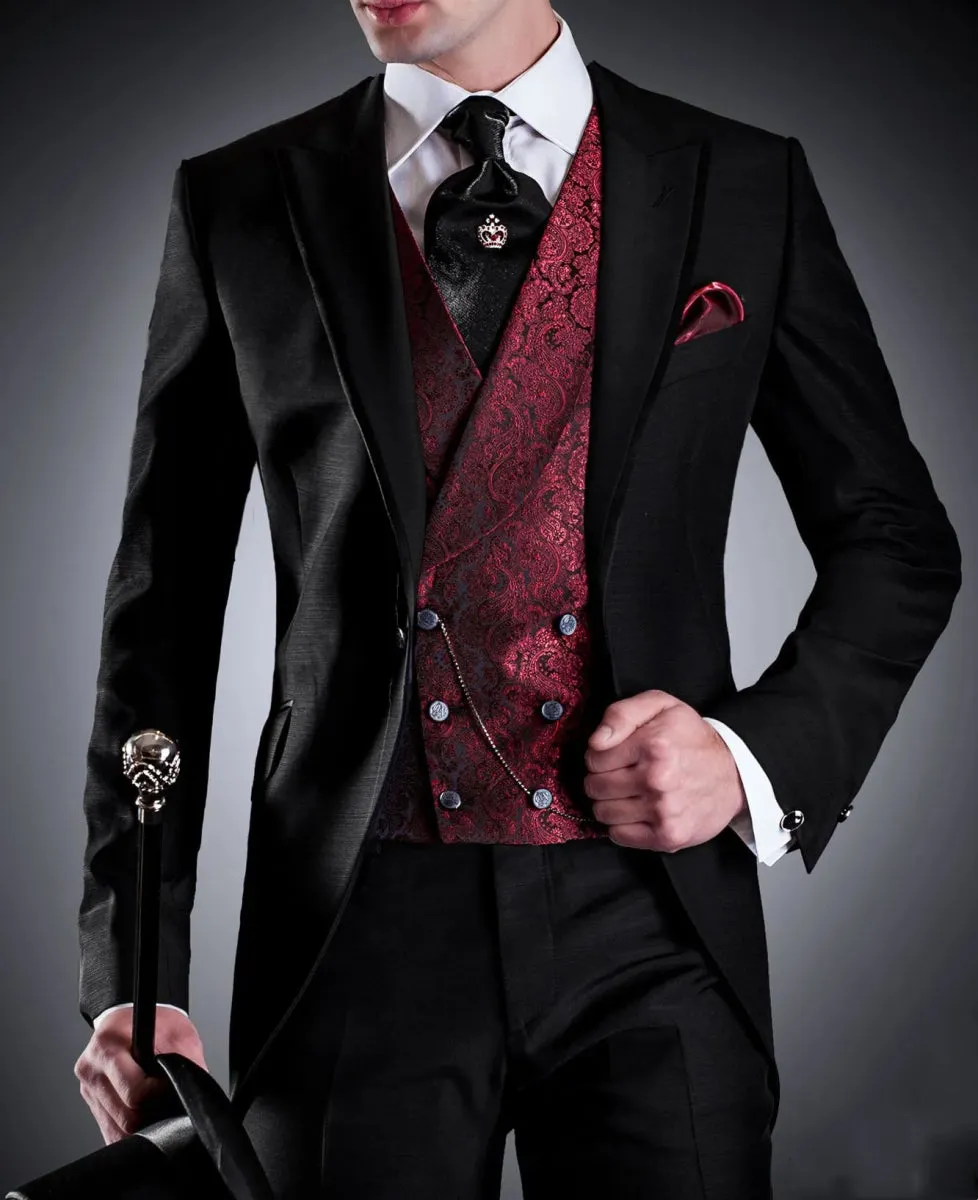 High Quality Black Men's Suits Slim Fit Formal Blazer Sets For Wedding Party Prom Custom New Arrival 3-Piece Jacket Pants Vest