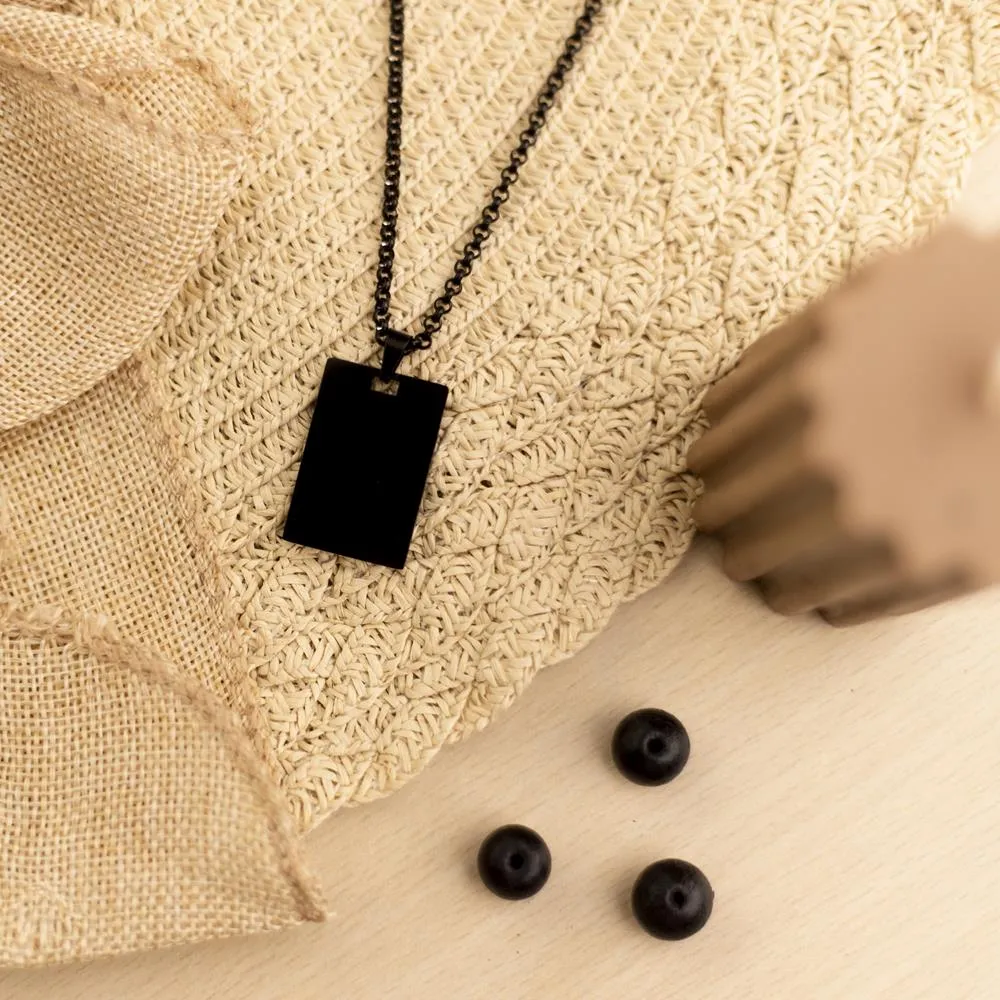 High Quality Rectangle Shape Name Plate Pendant Rolo chain neck piece for Men and Women