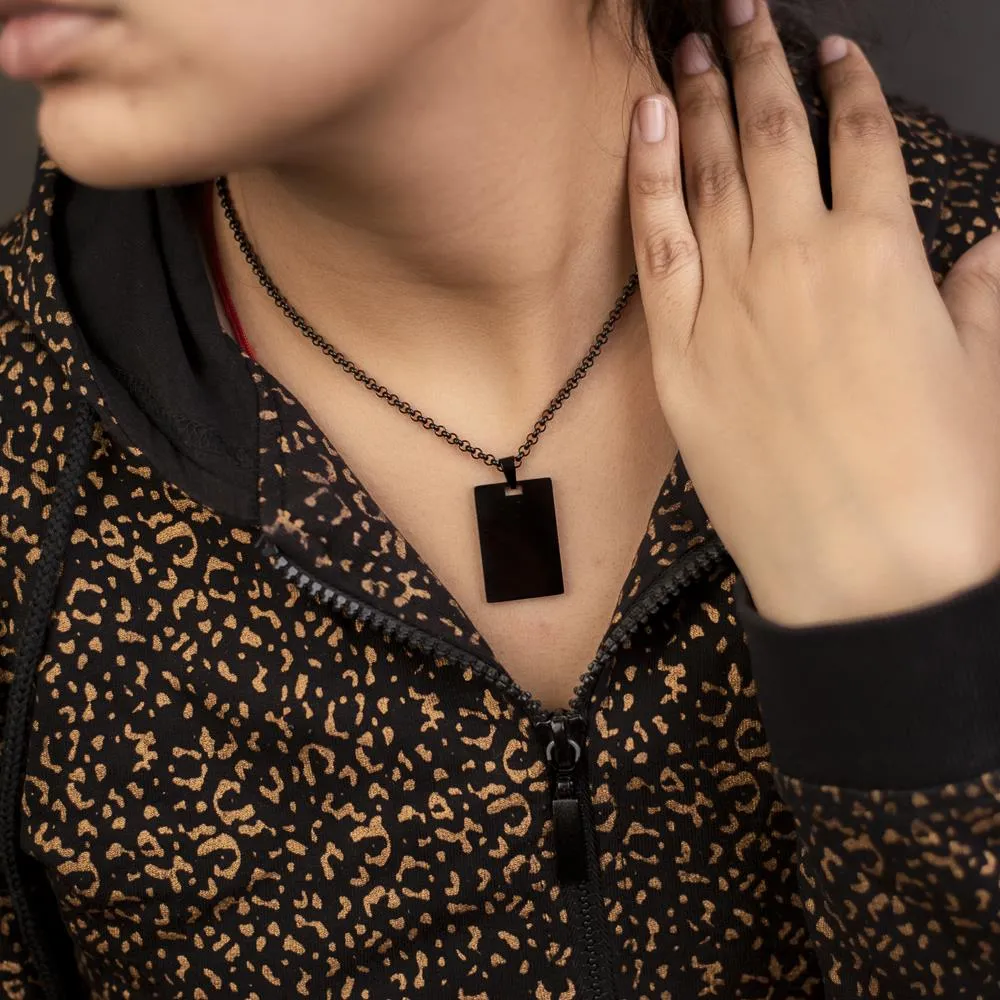 High Quality Rectangle Shape Name Plate Pendant Rolo chain neck piece for Men and Women