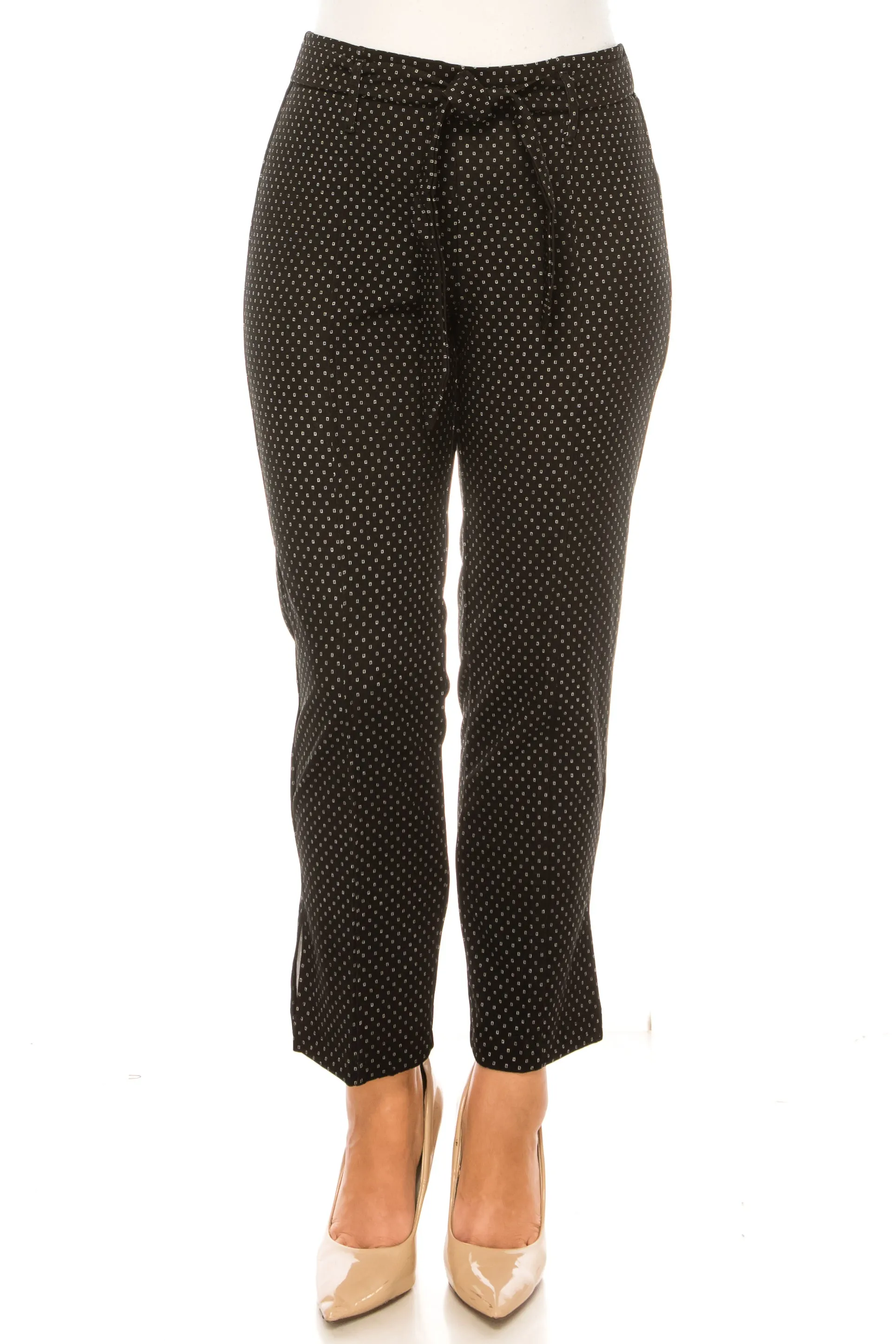 Hope & Harlow Printed Straight Leg Belted Pants