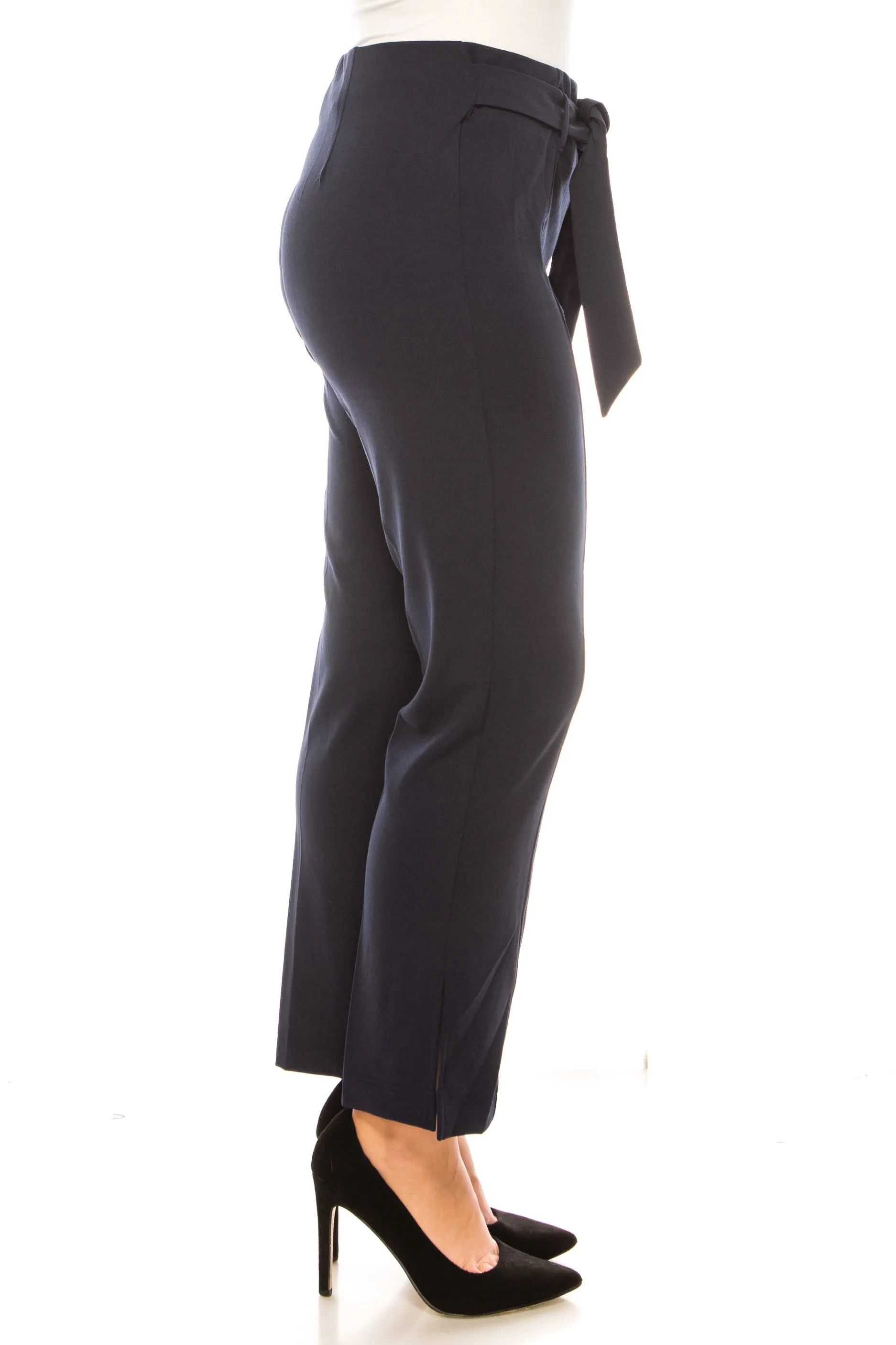 Hope & Harlow Pull-On Straight Leg Belted Pants