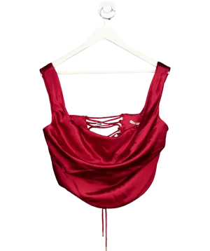 House of CB Red Satin Lace Back Corset UK L