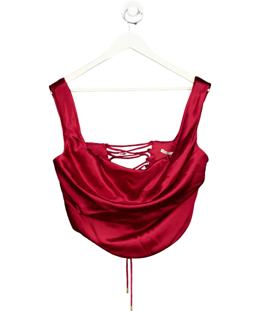 House of CB Red Satin Lace Back Corset UK L