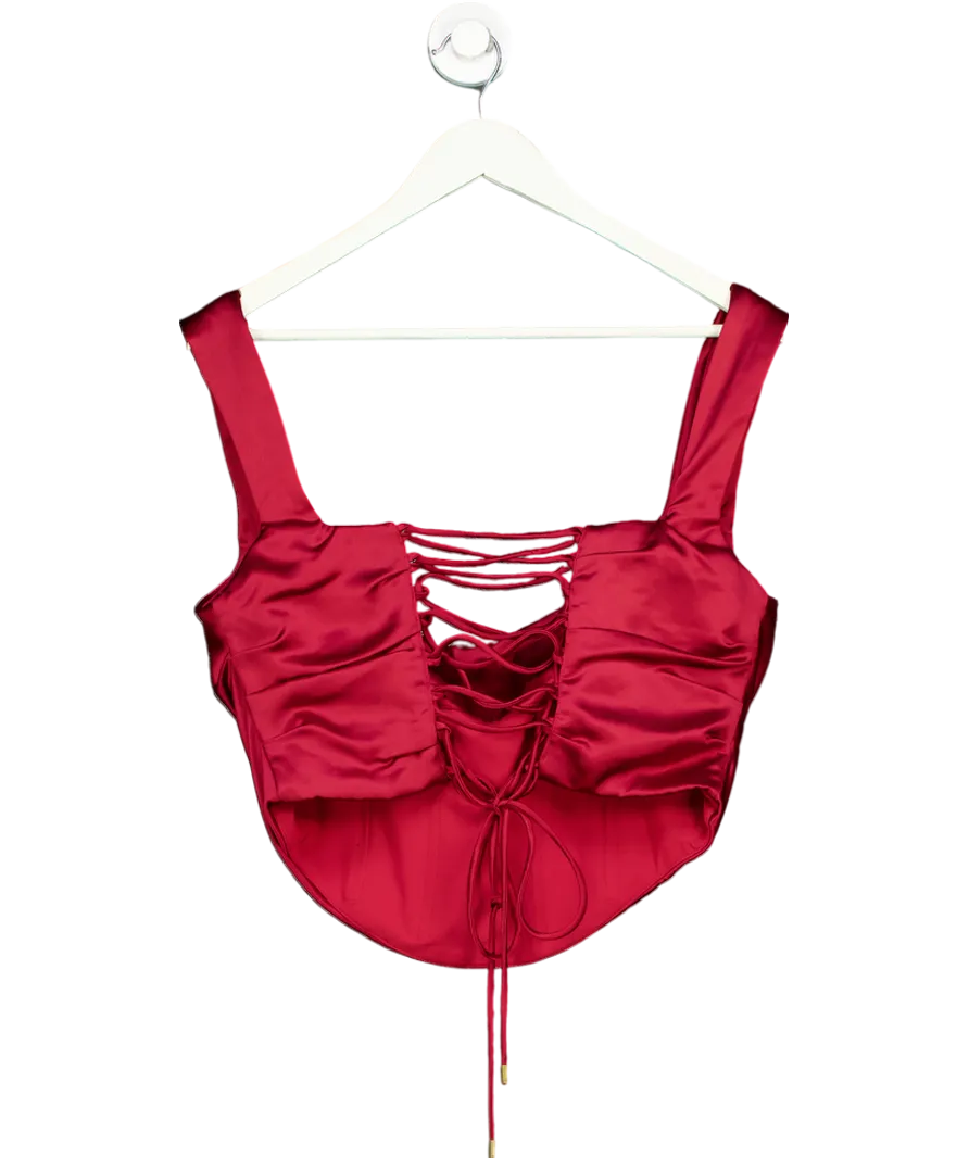 House of CB Red Satin Lace Back Corset UK L