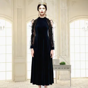 Isabel Runway Lace Split Velvet Dress