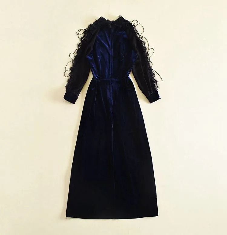 Isabel Runway Lace Split Velvet Dress