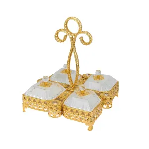 Italian Collection Gold Sectional Dessert Serving Tray, Snack Candy Holder