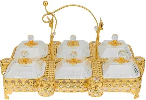 Italian Collection Rectangular Gold Sectional Dessert Serving Tray, Candy Holder