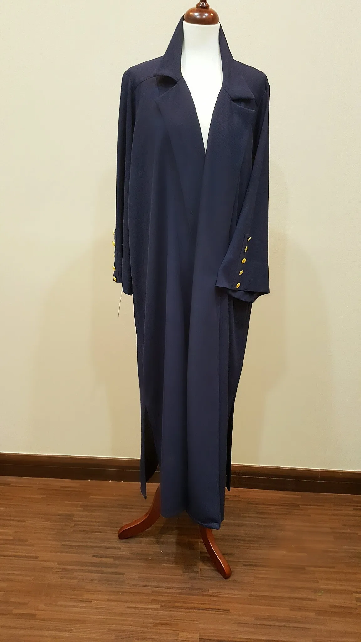 Jersey Blazer Inspired Abaya with Gold Buttons