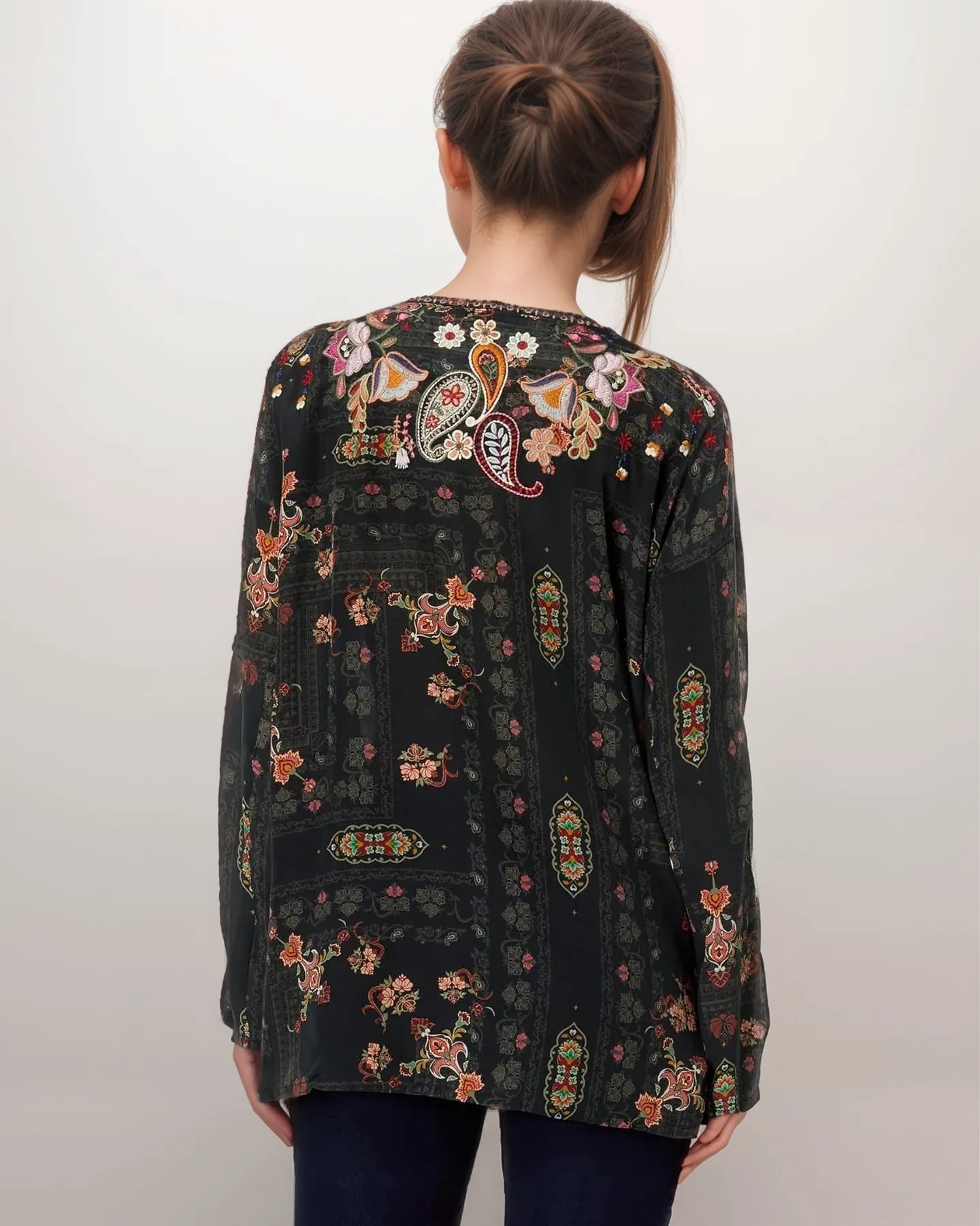 Johnny Was Biya Lori Silk Floral Blouse B12023A9