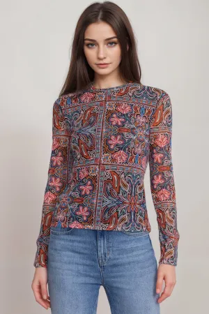 Johnny Was Jade Natalie Long Sleeve Mesh Tee L12724