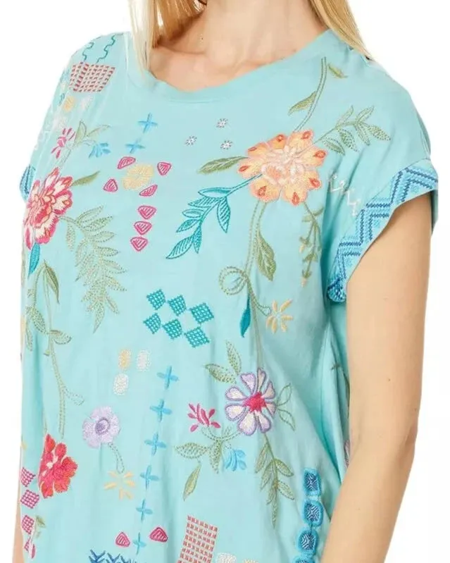Johnny Was Katie Relaxed Drape Cotton Tee J13524 *