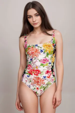 Johnny Was Metalli Mix Ruched One Piece Swimsuit CSW2324-A