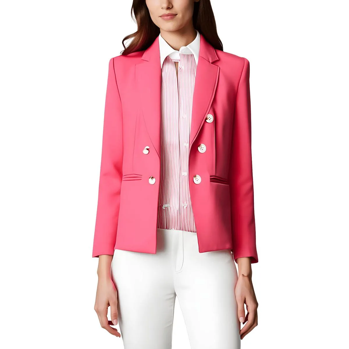 Jones New York Womens Stretch Office Double-Breasted Blazer