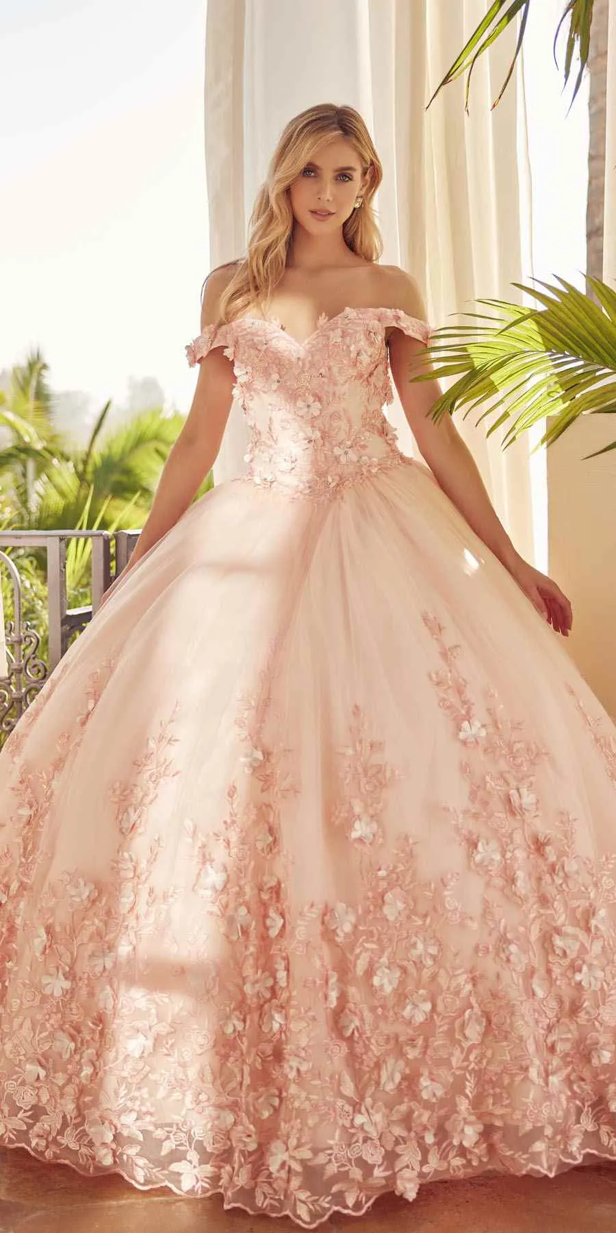Juliet 1434 Dress Quinceanera Ball Gown 3D Floral Embroidered
