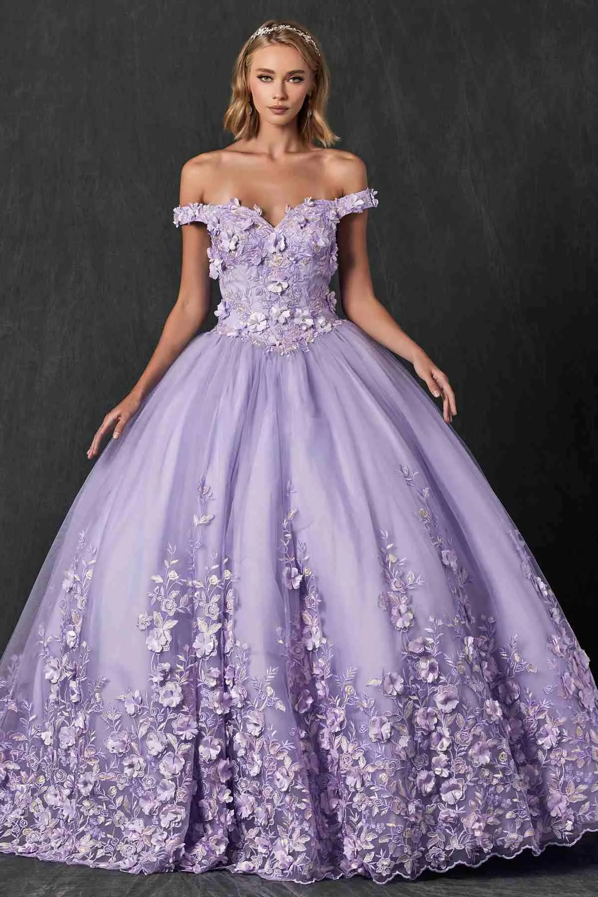 Juliet 1434 Dress Quinceanera Ball Gown 3D Floral Embroidered