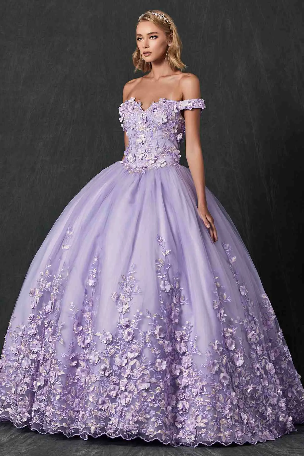 Juliet 1434 Dress Quinceanera Ball Gown 3D Floral Embroidered