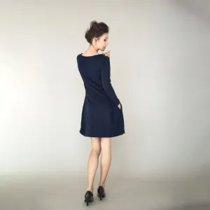 LeMuse SOFIA dress with a pockets, Deep blue, M