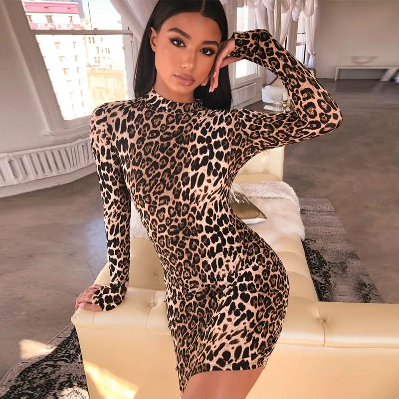Leopard Print Sexy Mini Dress