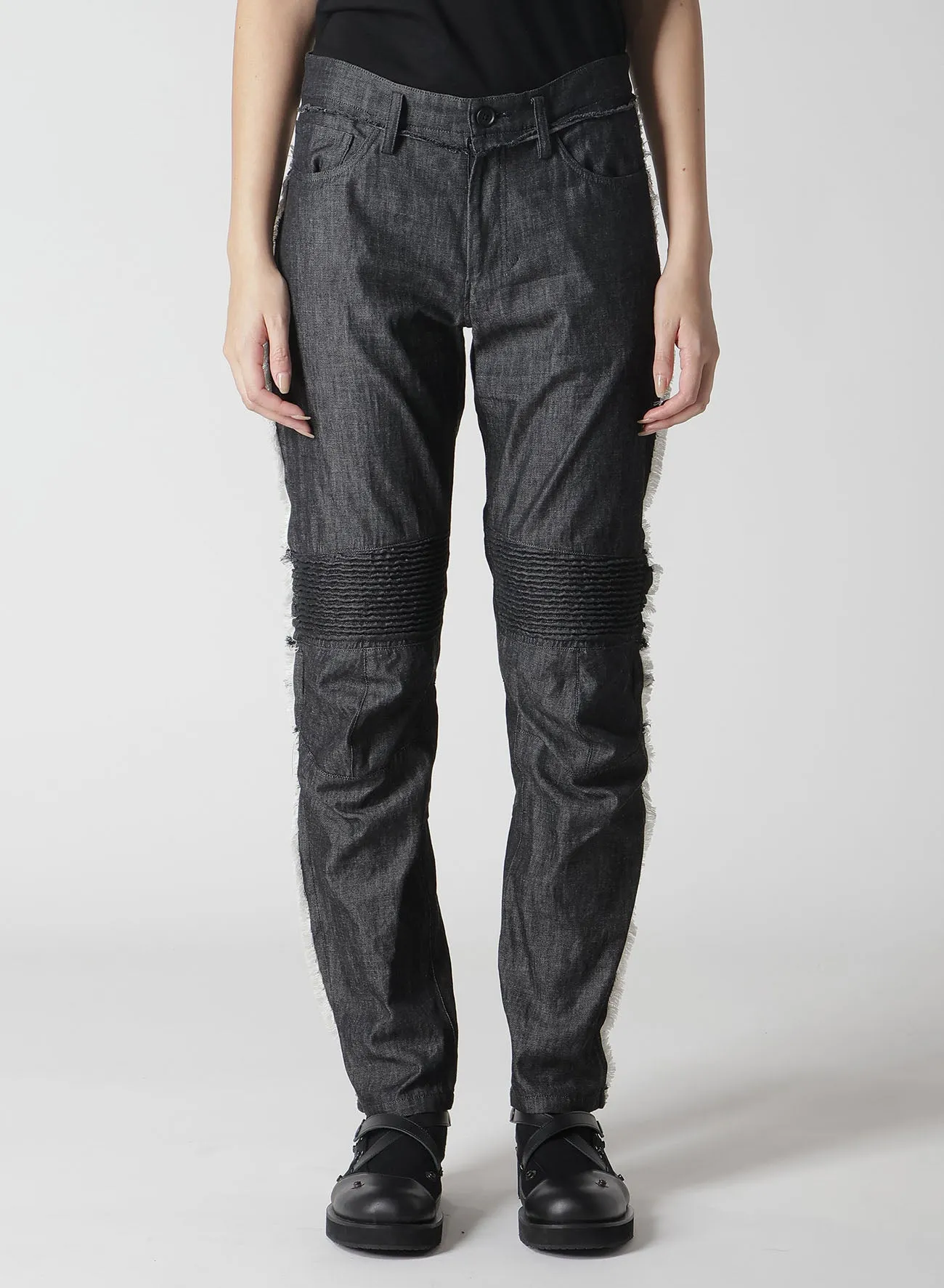 LIGHT DENIM BIKER PANTS