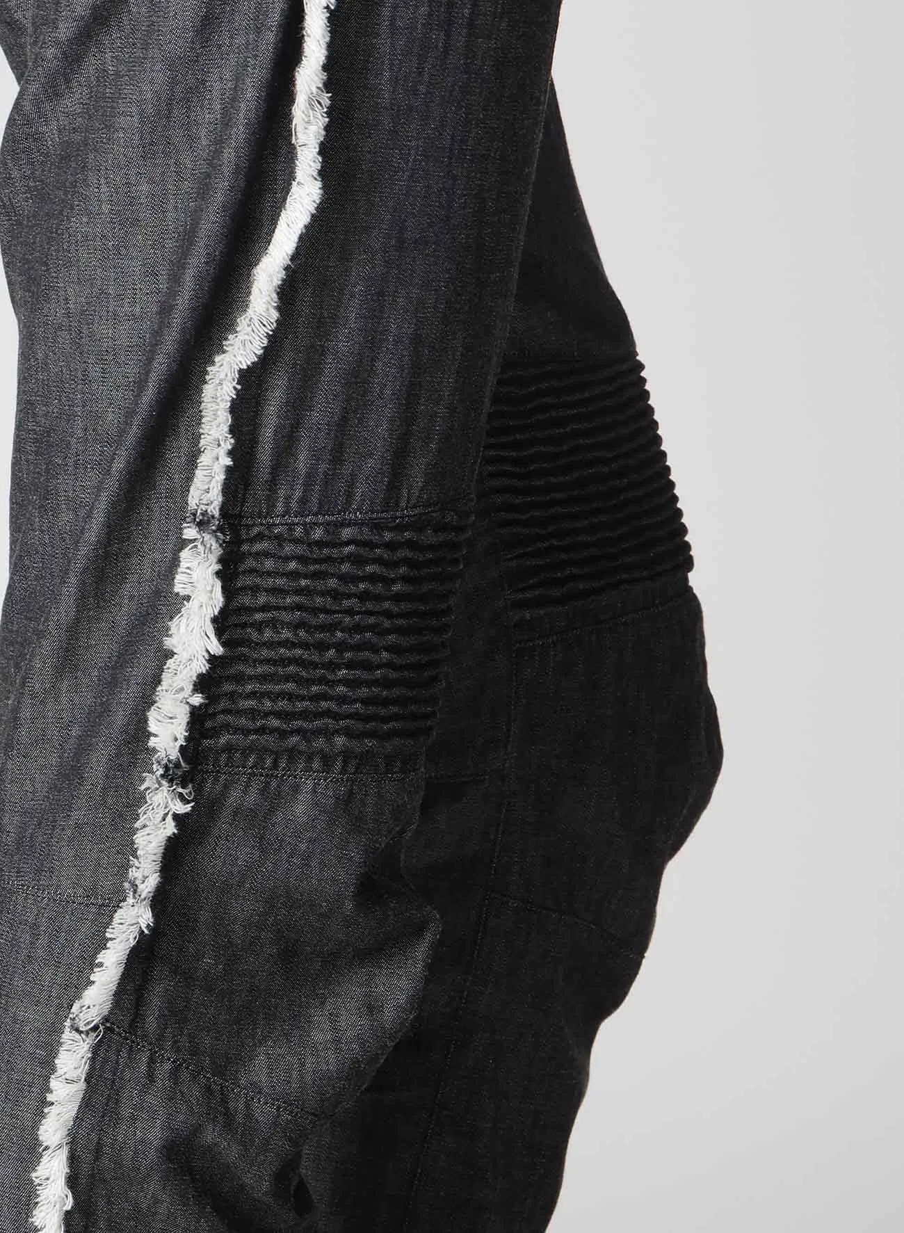 LIGHT DENIM BIKER PANTS