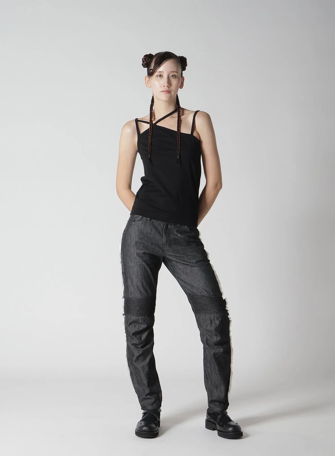 LIGHT DENIM BIKER PANTS